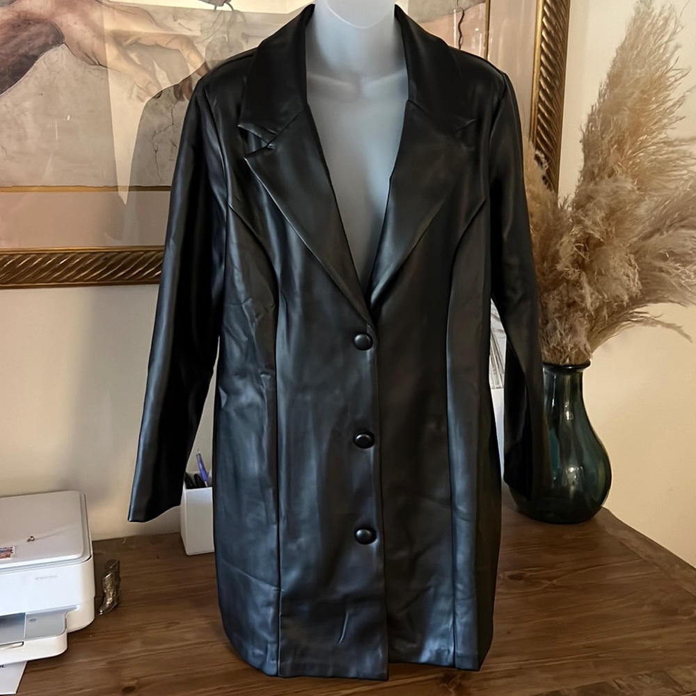Faux Leather Blazer